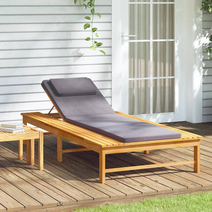 Tumbona Con Cojín Blanco Y Almohada Madera Maciza Acacia