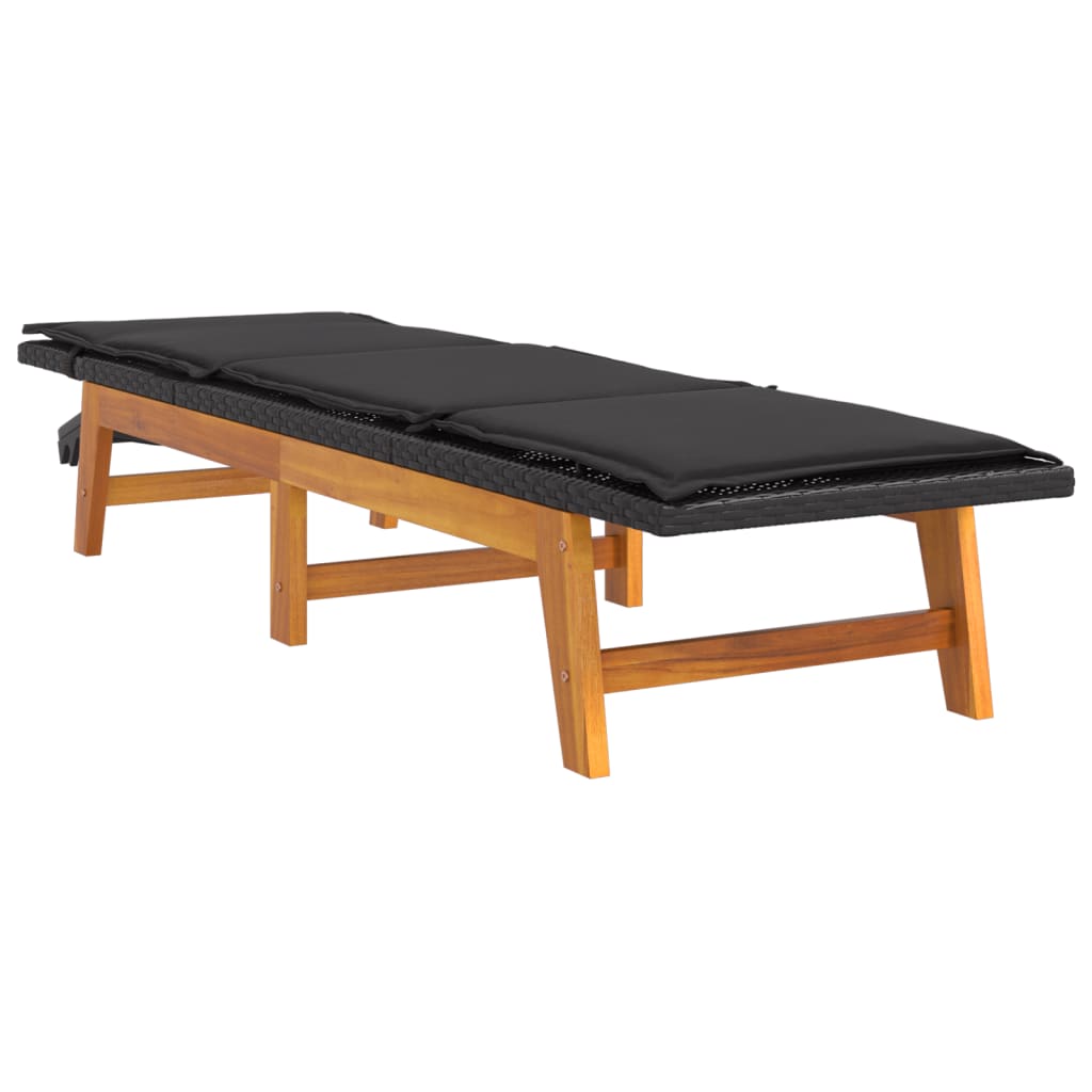 Tumbona Con Mesa Ratán Sintético Y Madera Maciza De Acacia