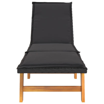 Tumbona Con Mesa Ratán Sintético Y Madera Maciza De Acacia