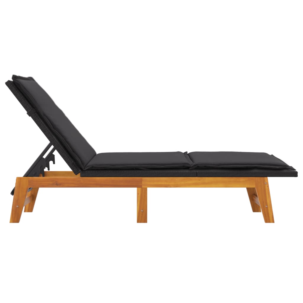 Tumbona Con Mesa Ratán Sintético Y Madera Maciza De Acacia