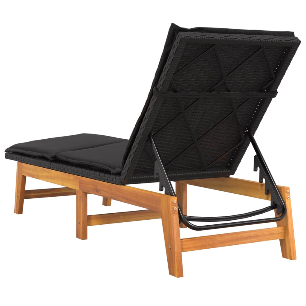 Tumbona Con Mesa Ratán Sintético Y Madera Maciza De Acacia