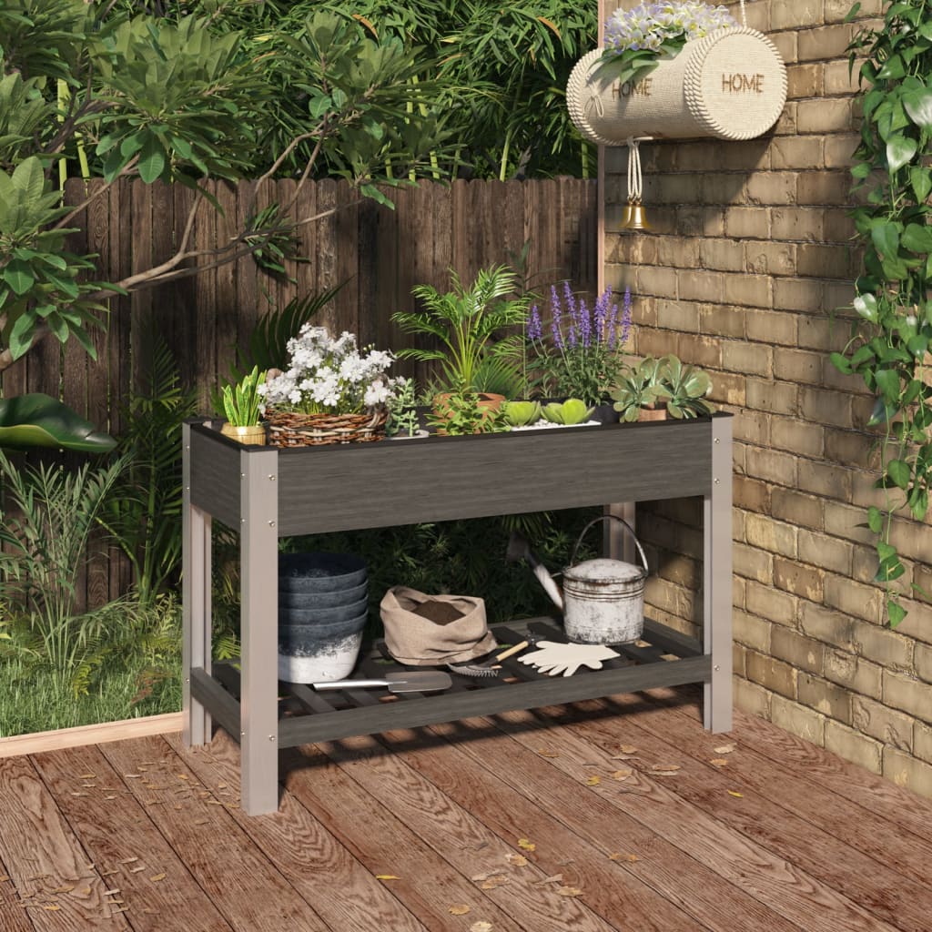 Mesa De Cultivo Para Jardín Con Estante Wpc Gris