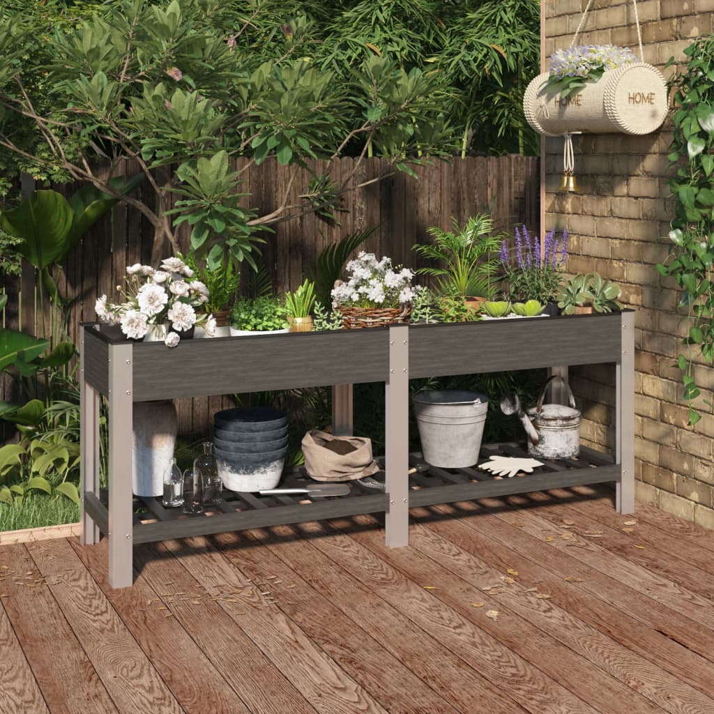 Mesa De Cultivo Para Jardín Con Estante Wpc Gris