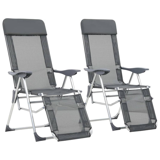 Sillas De Camping Plegables Con Reposapiés 2 Uds Textilene