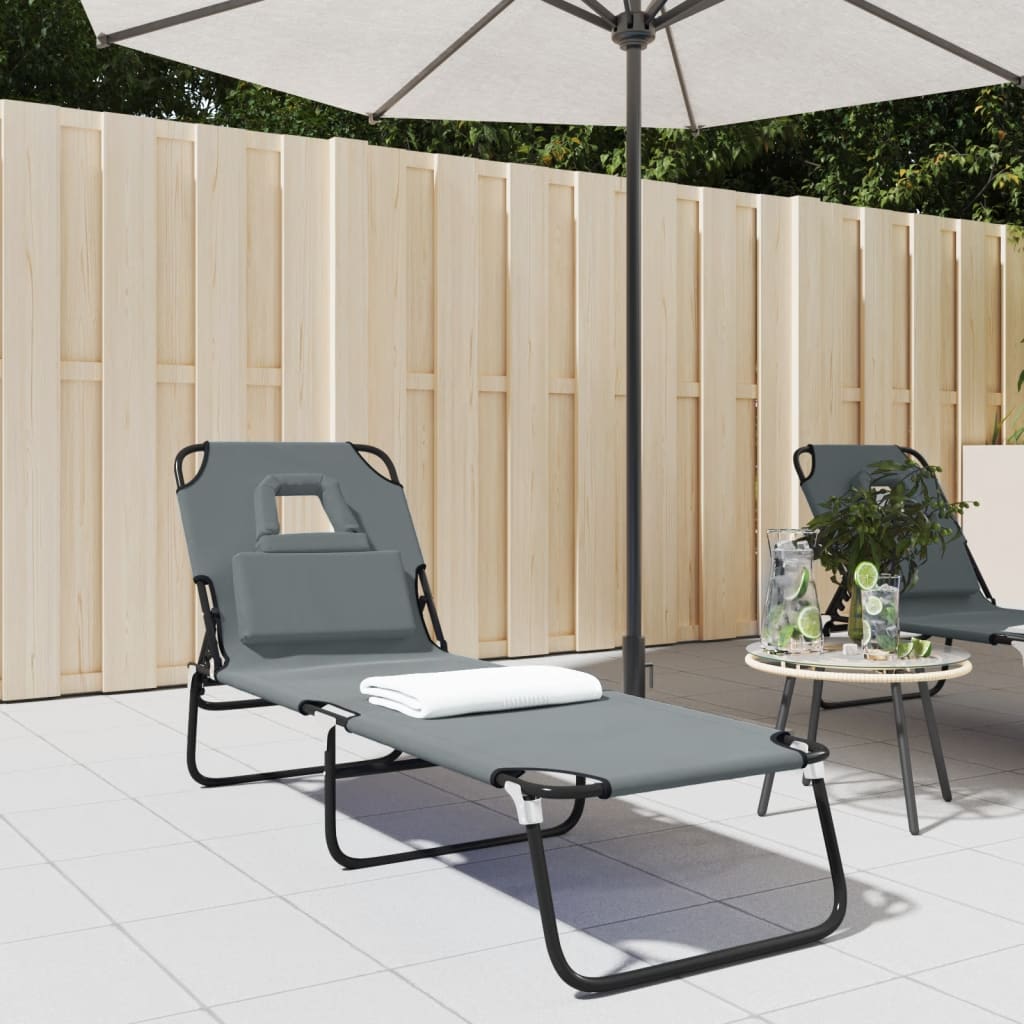 Tumbona Plegable Acero Recubrimiento En Polvo Tela Oxford Taupe