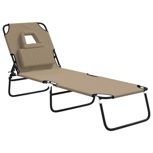 Tumbona Plegable Acero Recubrimiento En Polvo Tela Oxford Taupe
