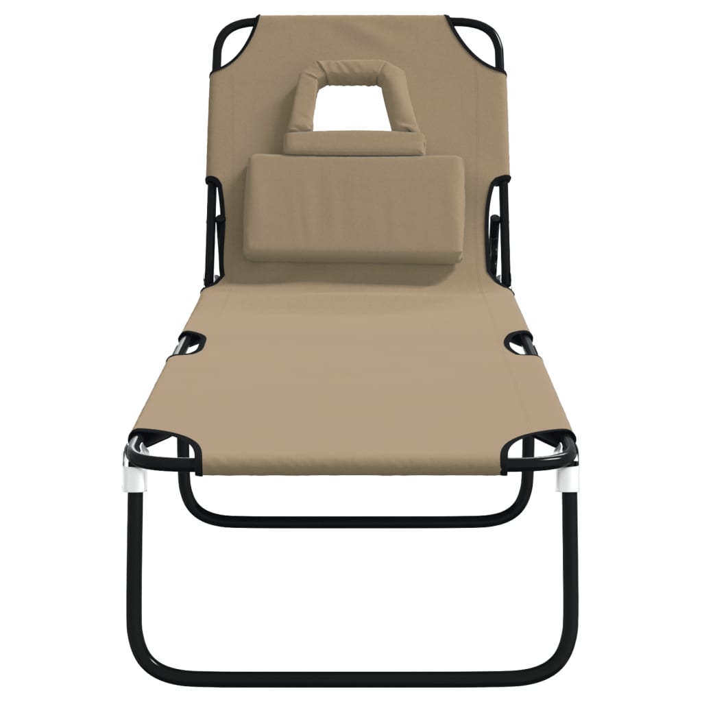 Tumbona Plegable Acero Recubrimiento En Polvo Tela Oxford Taupe