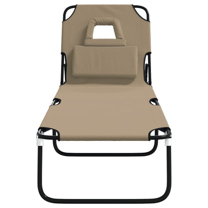 Tumbona Plegable Acero Recubrimiento En Polvo Tela Oxford Taupe