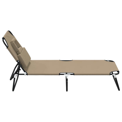 Tumbona Plegable Acero Recubrimiento En Polvo Tela Oxford Taupe