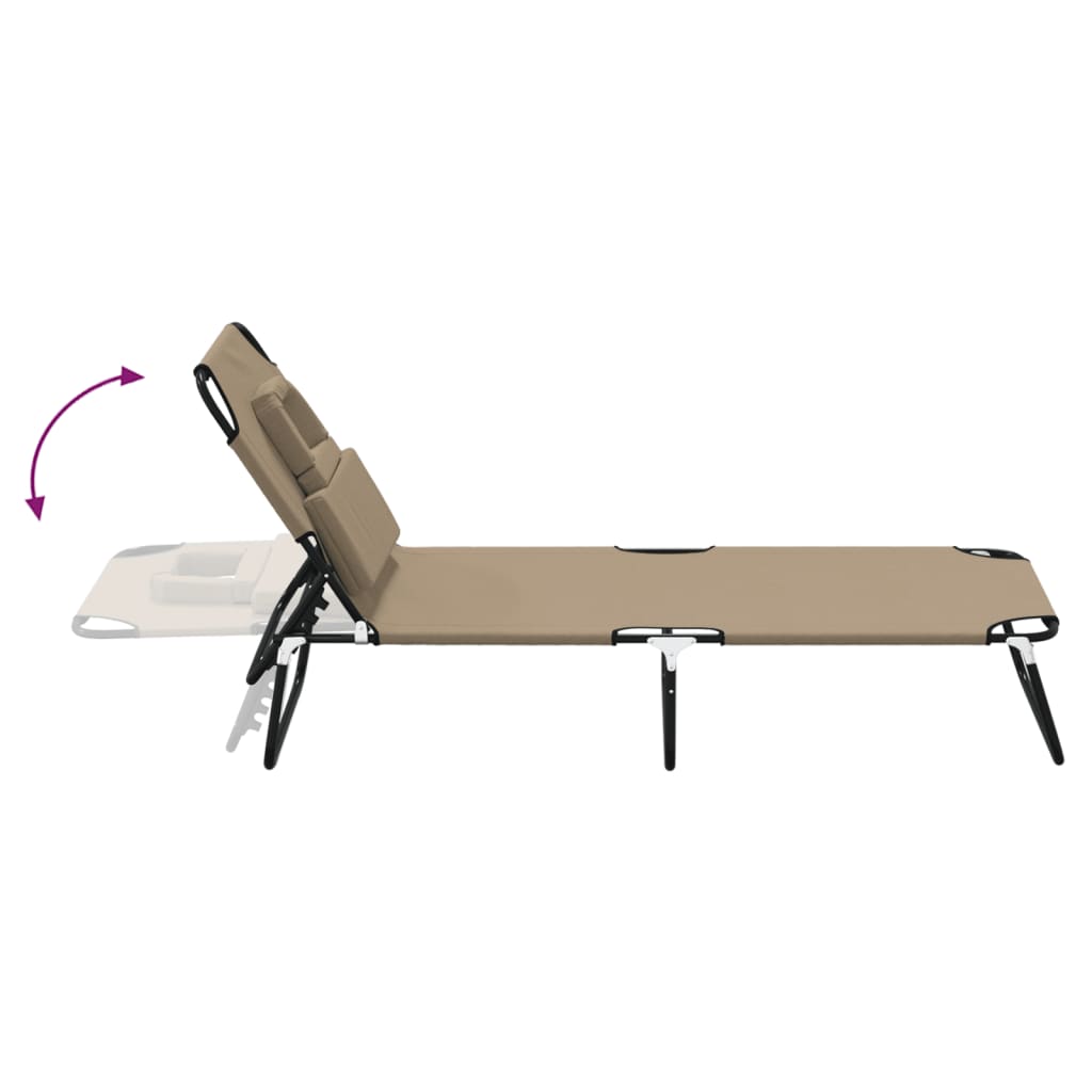 Tumbona Plegable Acero Recubrimiento En Polvo Tela Oxford Taupe
