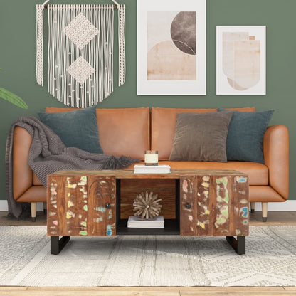 Mesa De Centro Madera Maciza Mango Y Contrachapada 100X54X40 Cm