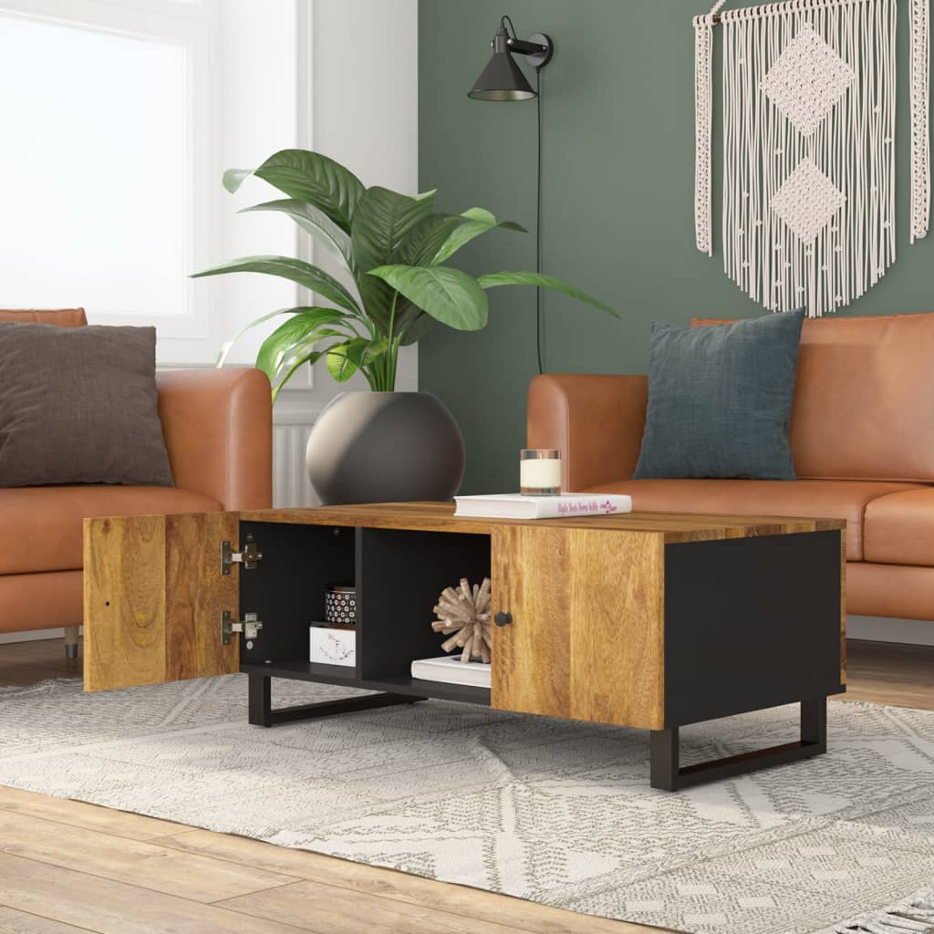 Mesa De Centro Madera Maciza Mango Y Contrachapada 100X54X40 Cm