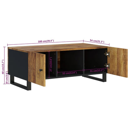 Mesa De Centro Madera Maciza Mango Y Contrachapada 100X54X40 Cm