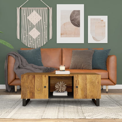Mesa De Centro Madera Maciza Mango Y Contrachapada 100X54X40 Cm