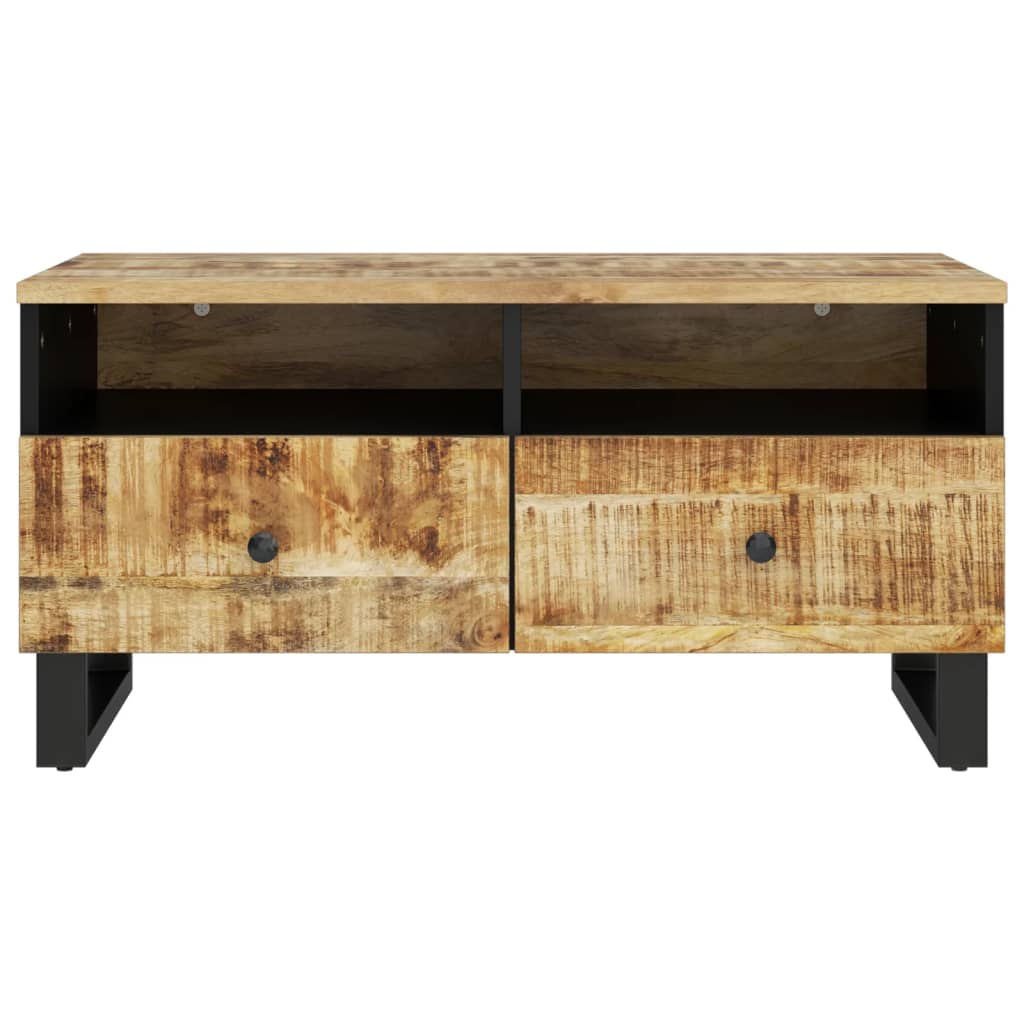 Mesa De Centro Madera Maciza Mango Y Contrachapada 80X54X40 Cm