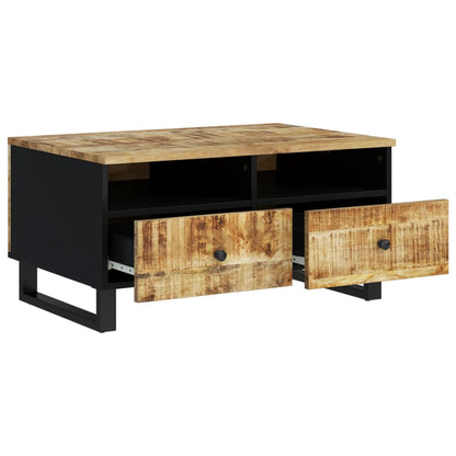 Mesa De Centro Madera Maciza Mango Y Contrachapada 80X54X40 Cm