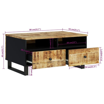 Mesa De Centro Madera Maciza Mango Y Contrachapada 80X54X40 Cm