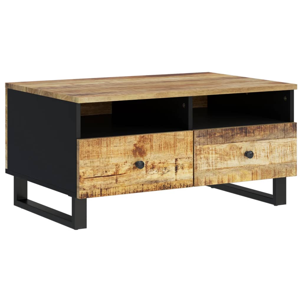 Mesa De Centro Madera Maciza Mango Y Contrachapada 80X54X40 Cm