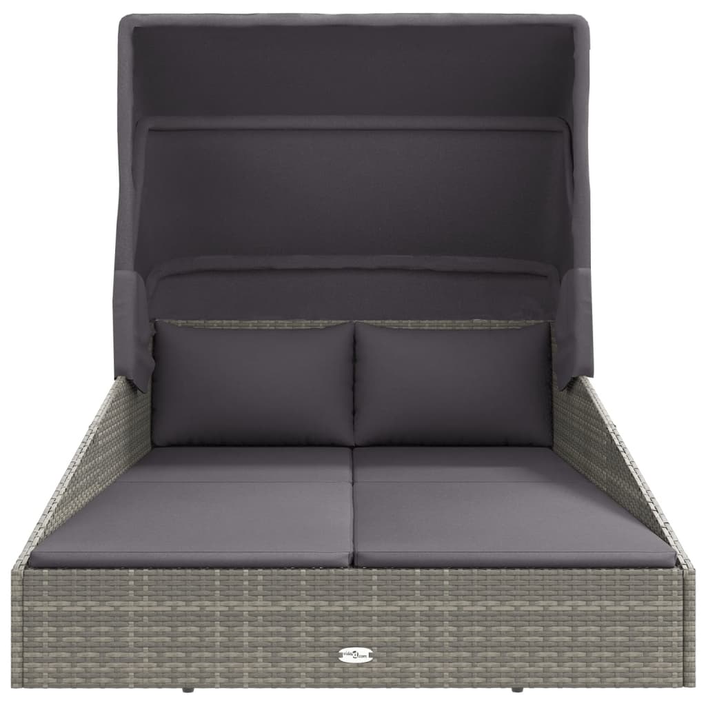 Tumbona Con Toldo Plegable Ratán Sintético 200X114X128 Cm