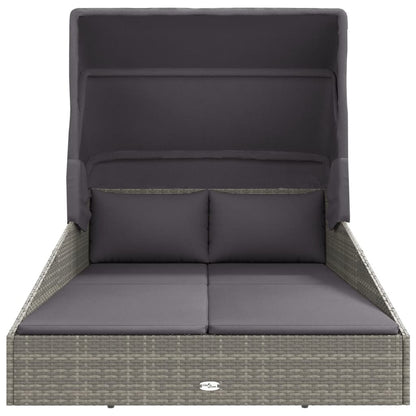 Tumbona Con Toldo Plegable Ratán Sintético 200X114X128 Cm