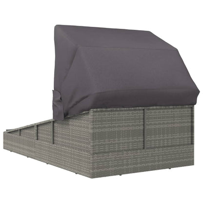 Tumbona Con Toldo Plegable Ratán Sintético 200X114X128 Cm