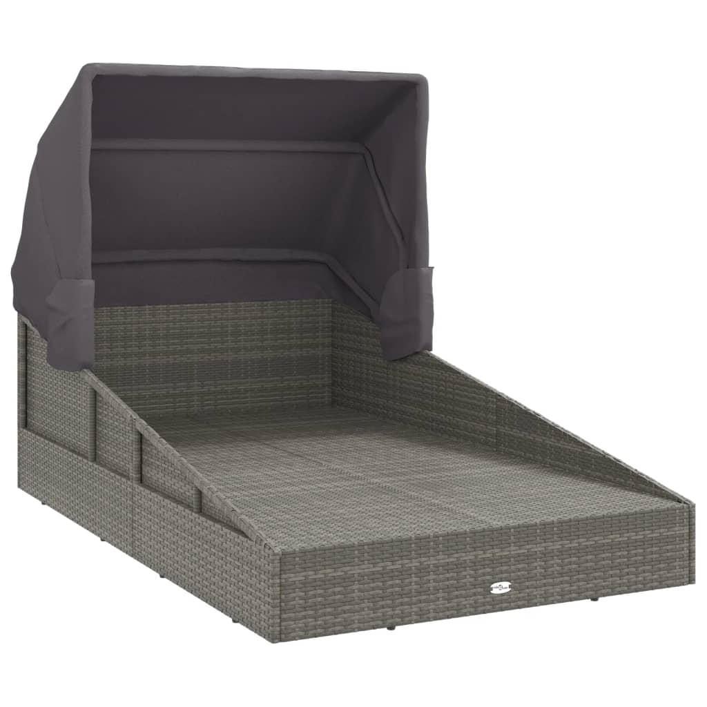 Tumbona Con Toldo Plegable Ratán Sintético 200X114X128 Cm