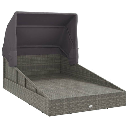 Tumbona Con Toldo Plegable Ratán Sintético 200X114X128 Cm