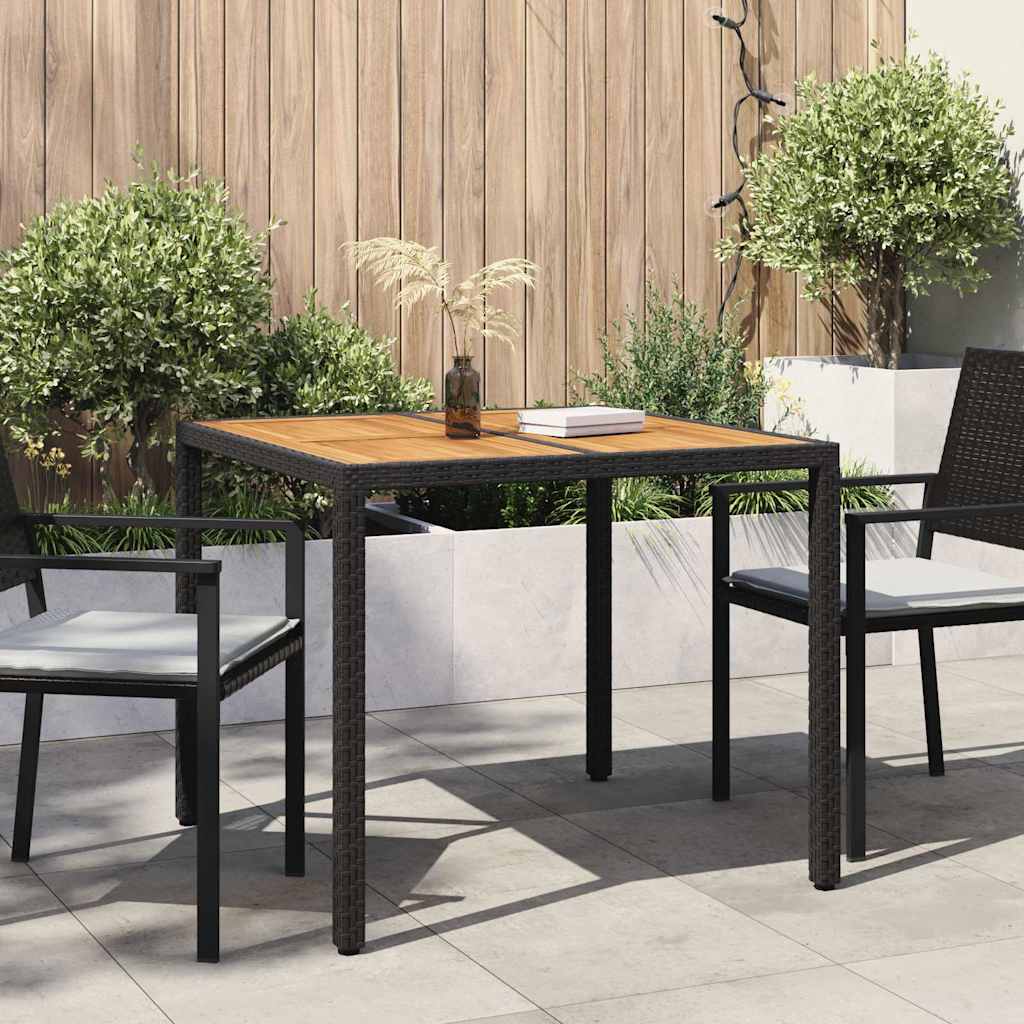 Mesa De Jardín Negro Ratán Sintético