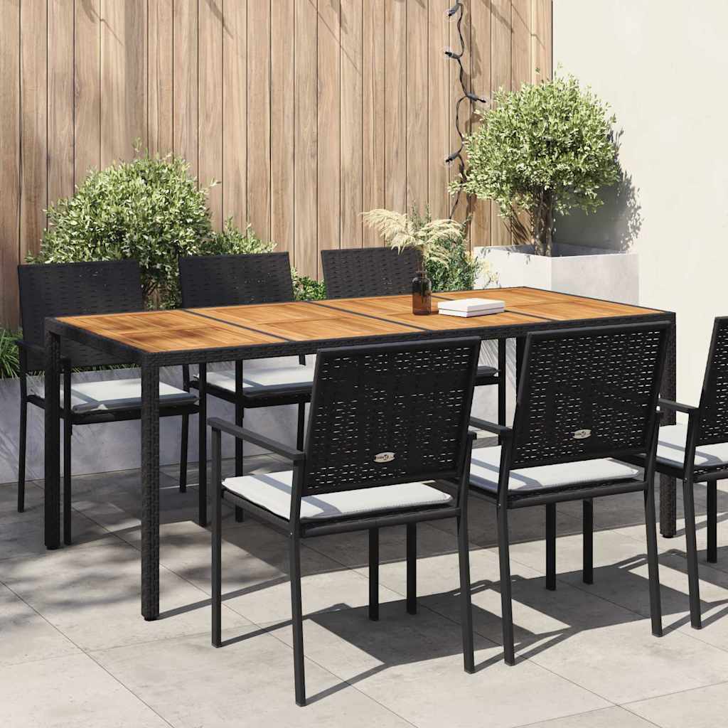 Mesa De Jardín Negro Ratán Sintético