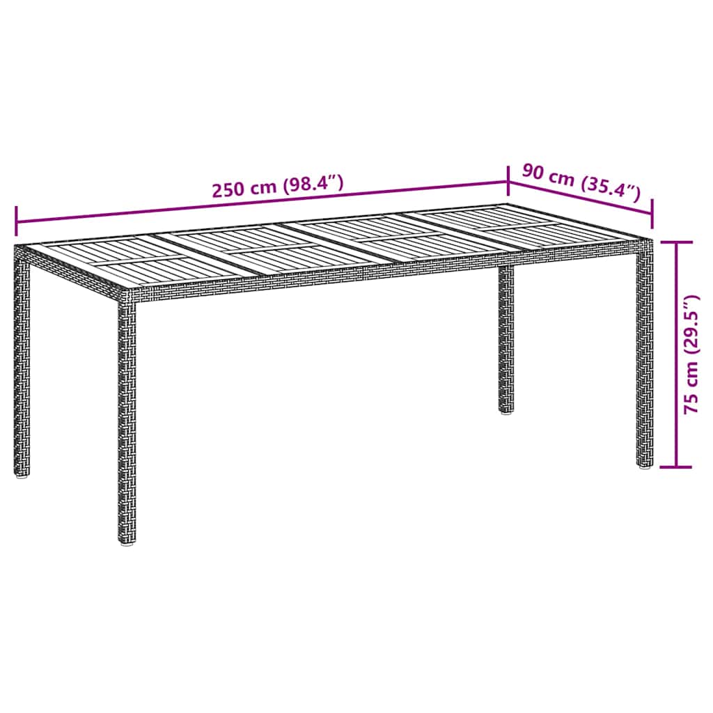 Mesa De Jardín Negro Ratán Sintético