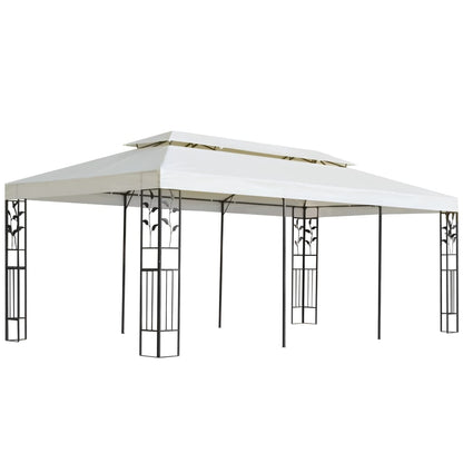 Cenador Con Doble Techo Acero Blanco 6X3 M