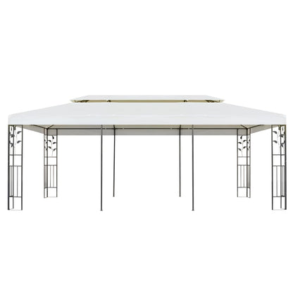 Cenador Con Doble Techo Acero Blanco 6X3 M