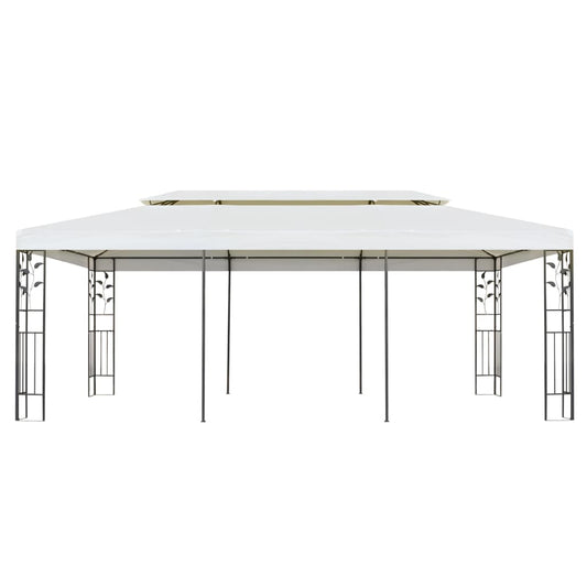 Cenador Con Doble Techo Acero Blanco 6X3 M