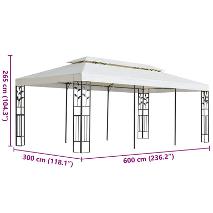 Cenador Con Doble Techo Acero Blanco 6X3 M