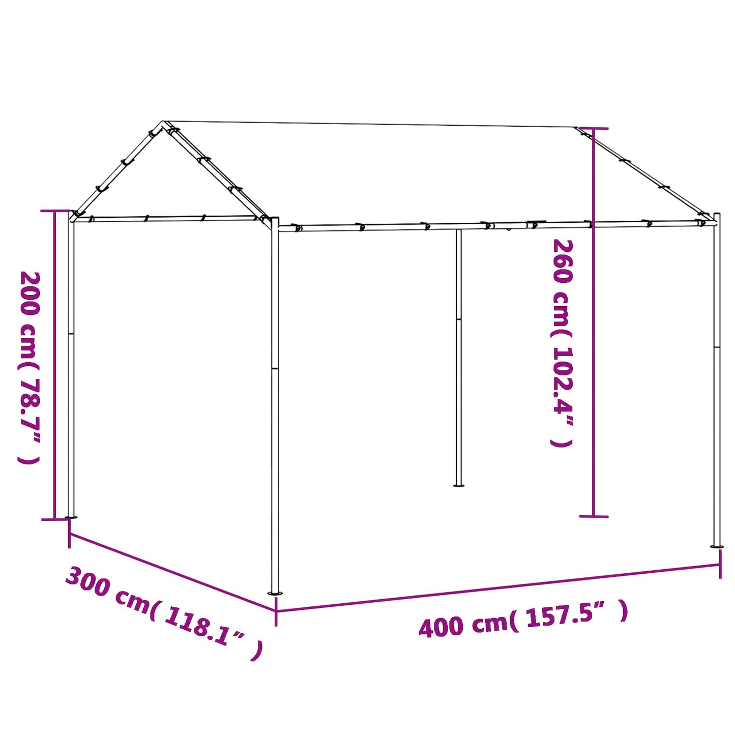 Cenador 4 X 4 X 2,6 M Acero Y Poliéster 180 Gsm