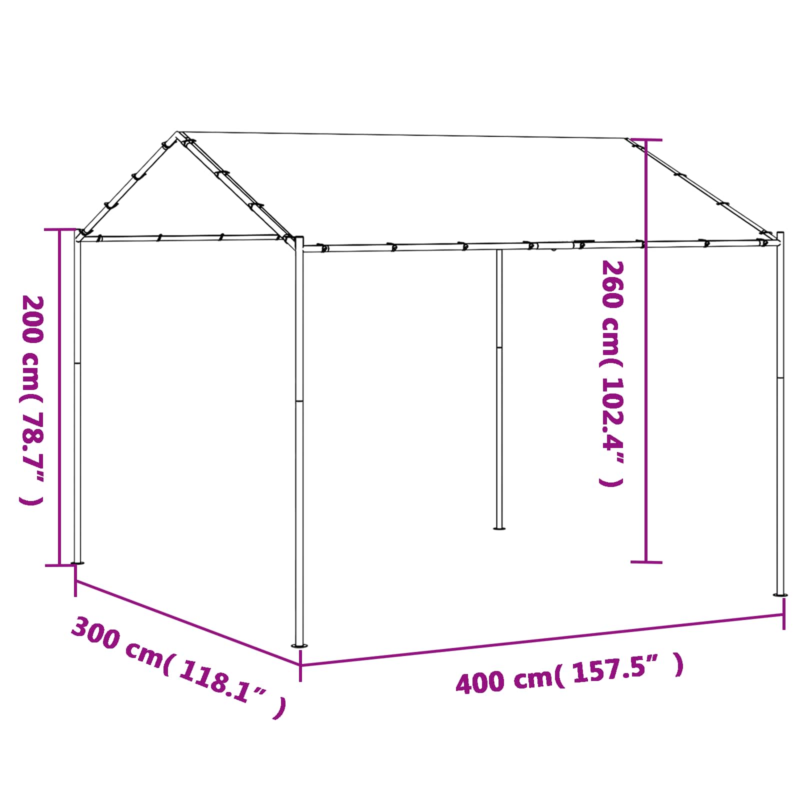 Cenador 4 X 4 X 2,6 M Acero Y Poliéster 180 Gsm