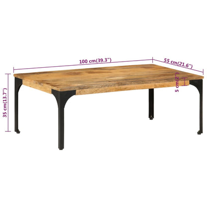 Mesa De Centro De Madera Maciza Mango 100X55X35 Cm