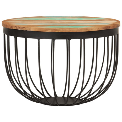 Mesa De Centro Madera Maciza Reciclada Y Acero Ø50X35 Cm