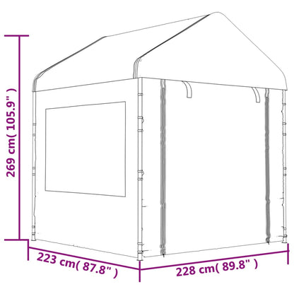 Cenador Con Techo Polietileno Blanco 2,28X2,23X2,69 M