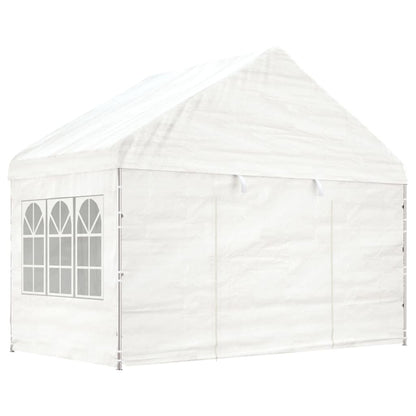 Cenador Con Techo Polietileno Blanco 11,15X4,08X3,22 M