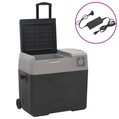 Nevera Con Ruedas Y Adaptador Polipropileno Negro Y Gris