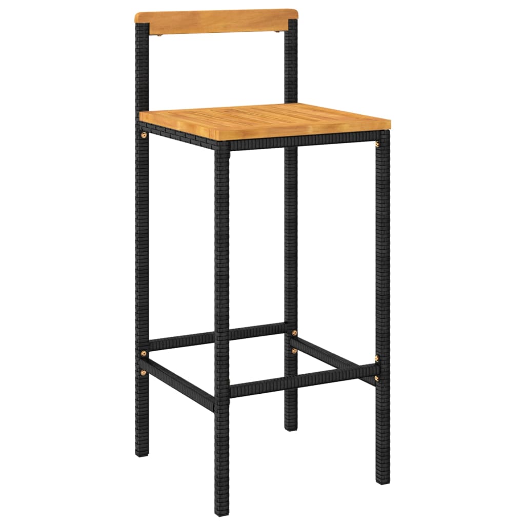 Taburetes Altos 2 Uds Madera De Acacia Y Ratán Sintético