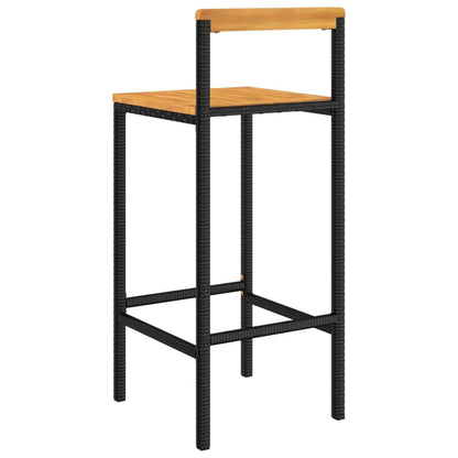 Taburetes Altos 2 Uds Madera De Acacia Y Ratán Sintético