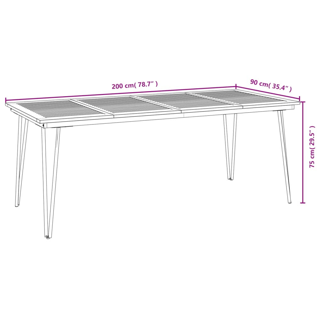 Mesa De Jardín Con Patas En U Madera Maciza Acacia
