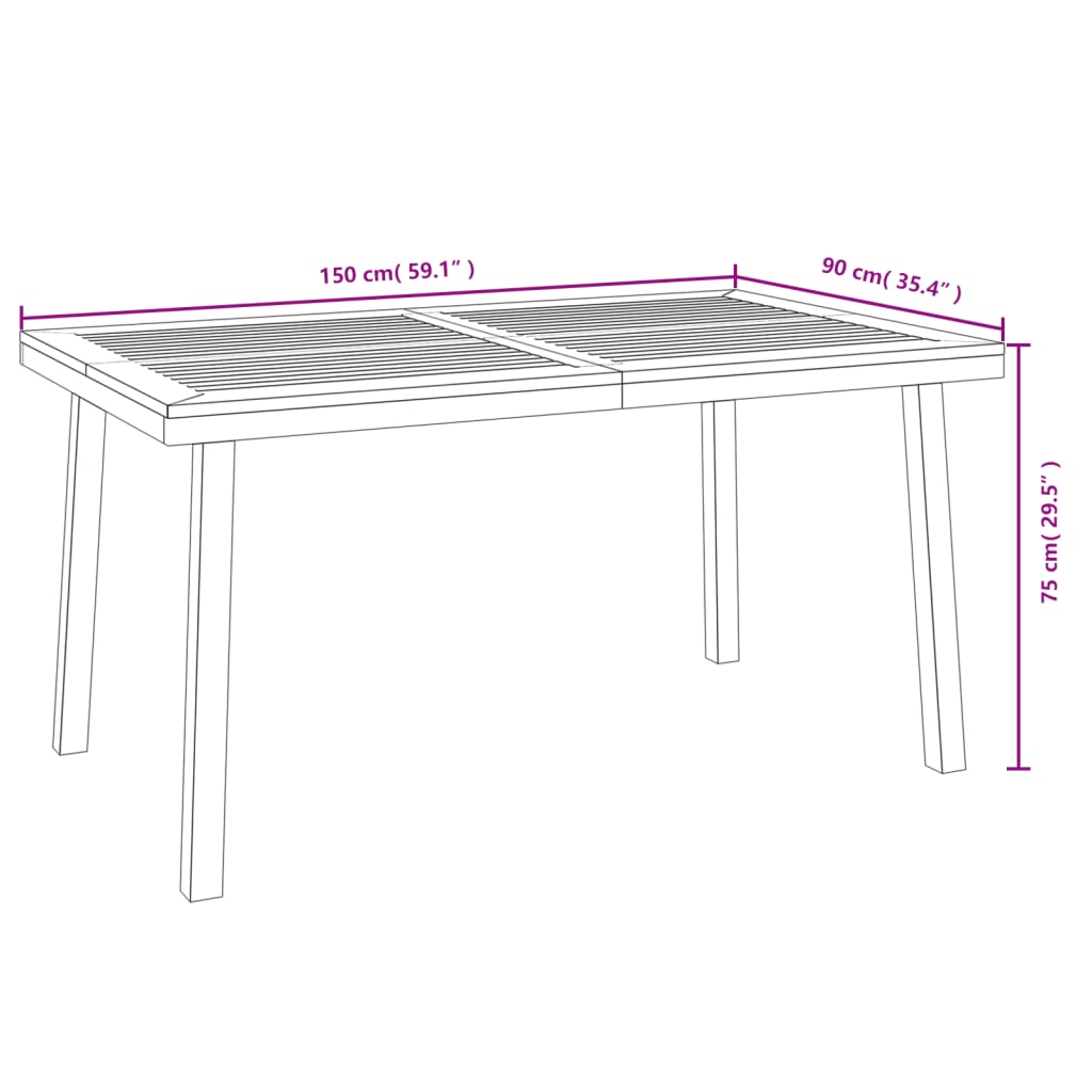 Mesa De Jardín Madera Maciza De Acacia