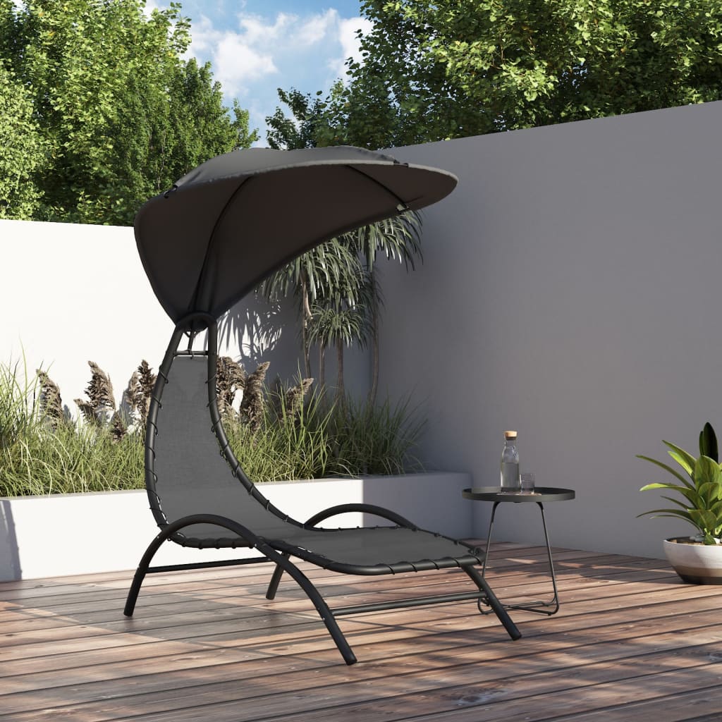 Tumbona Con Toldo Acero Y Tela Color 167X80X195 Cm