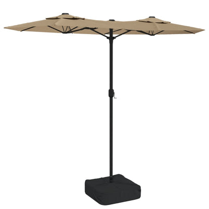 Sombrilla Doble De Jardín Blanco Gris Taupe 316X145 Cm