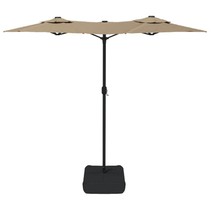 Sombrilla Doble De Jardín Blanco Gris Taupe 316X145 Cm