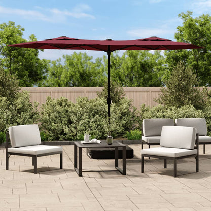 Sombrilla Doble De Jardín Blanco Gris Taupe 316X145 Cm