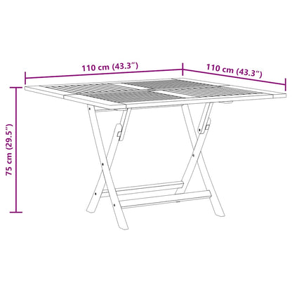 Mesa De Jardín Plegable Madera Maciza De Teca 110X110X75 Cm